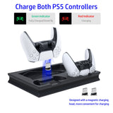 Multifunctional LED Cooling Stand with Dual Controller Charging for PS5 UHD/Digitial Edition-White/Black(Not for PS5 Slim)