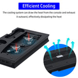 Multifunctional LED Cooling Stand with Dual Controller Charging for PS5 UHD/Digitial Edition-White/Black(Not for PS5 Slim)