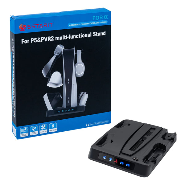 Station De Charge Pour PS5 Et PS VR2 Avec Radiateur Intégré – Range-casque Et Support De Jeu, Gris