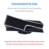 Horizontal Dust Cover with White Line for PS5 Game Console - Black(Not for PS5 Slim)