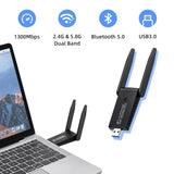 2 In 1 AC1300Mbs USB Wifi Bluetooth Wireless Adapter for PC (WB805)