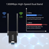 2 In 1 AC1300Mbs USB Wifi Bluetooth Wireless Adapter for PC (WB805)