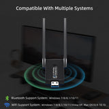 2 In 1 AC1300Mbs USB Wifi Bluetooth Wireless Adapter for PC (WB805)