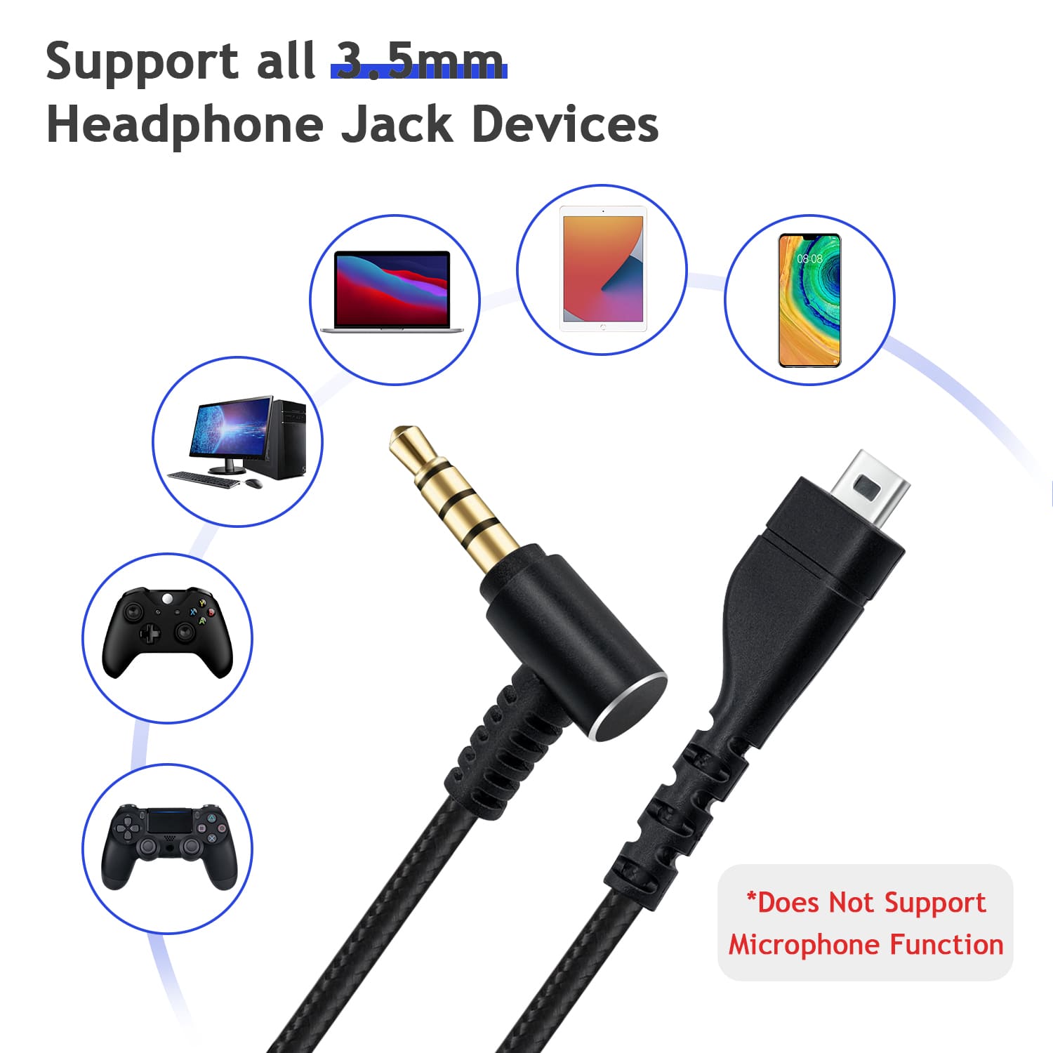 Replacement Audio Headset Cable for SteelSeries Arctis 7 Arctis 5