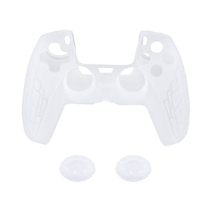 Non-Slip Silicone Protective Case With Thumbstick Cap For PS5 Controller - White