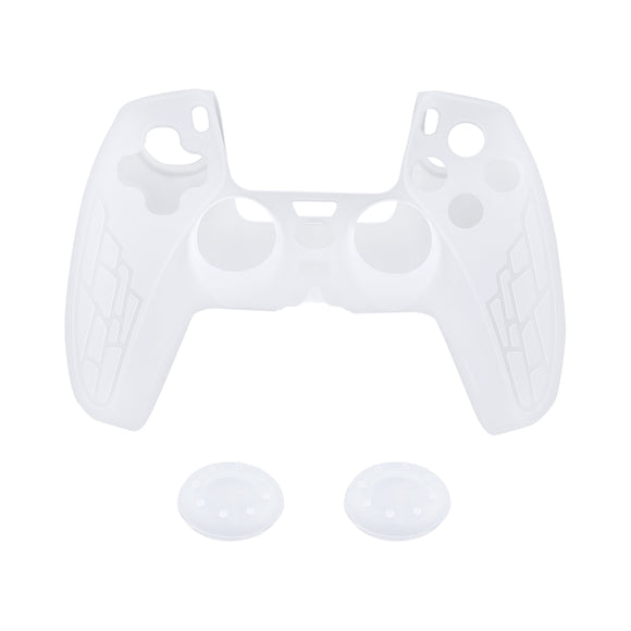 Non-Slip Silicone Protective Case With Thumbstick Cap For PS5 Controller - White