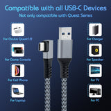 6m 18W Right Angle Type-C to USB3.0 Fast Charging and Date Transfer Cable for Oculus Quest /Quest 2/Oculus  Quest 3/mobile phones/Macbook/Ipad/Type-C Port Devices