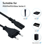 1.5M AC Power Cord for PS5/PS4/PS3/PS2/PS1/XBOX ONE/XBOX ONE S/XBOX ONE X/Xbox Series X /XBOX Series S- EU Plug