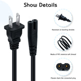 1.5M AC Power Cord for PS5/PS4/PS3/PS2/PS1/XBOX ONE/XBOX ONE S/XBOX ONE X/Xbox Series X/S - US Plug