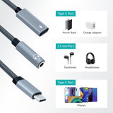 2 in 1 USB-C to 3.5mm Audio Charger Adapter for Mobile Phone/Macbook/iPad