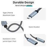 2 in 1 USB-C to 3.5mm Audio Charger Adapter for Mobile Phone/Macbook/iPad