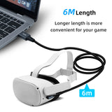 6m 18W Right Angle Type-C to USB3.0 Fast Charging and Date Transfer Cable for Oculus Quest /Quest 2/Oculus  Quest 3/mobile phones/Macbook/Ipad/Type-C Port Devices