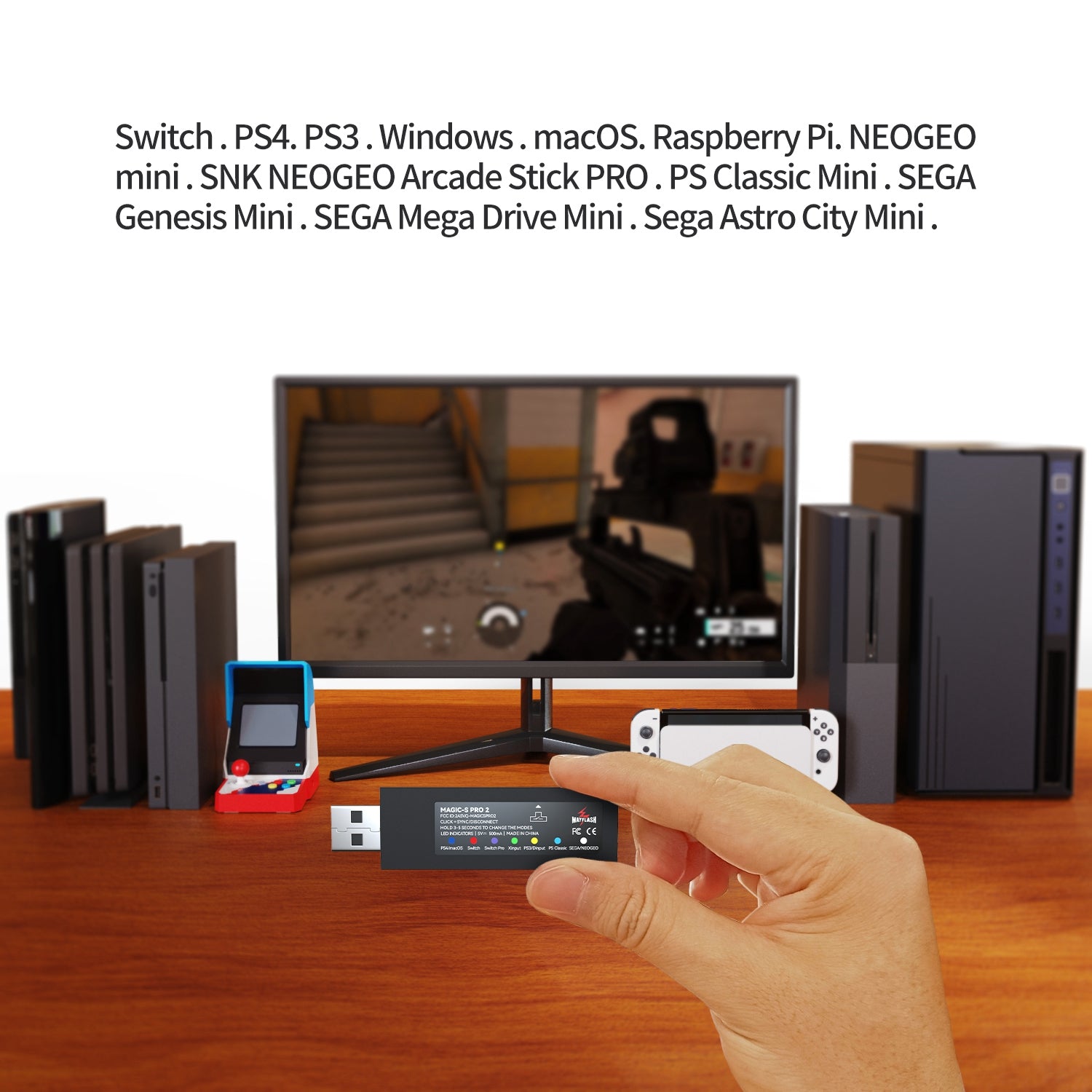 Mayflash MAGIC-S PRO 2 Wireless Bluetooth Controller USB Adapter for P ...