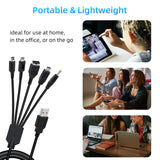 5 In 1 Data Transfer & Charging Cable for Nintendo DS Lite/NDS/New 3DS XL/New 3DS/3DS XL/3DS/2DS/DSi XL/Wii U/GBA SP/PSP 1000/2000/3000