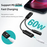 2 in 1 USB-C to 3.5mm Audio Charger Adapter for Mobile Phone/Macbook/iPad