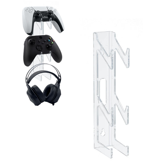 iPlay Wall Mount Stand for PS5/PS4/Xbox/Nintendo Switch Controller & Headphone - Transparent (HBX-430)